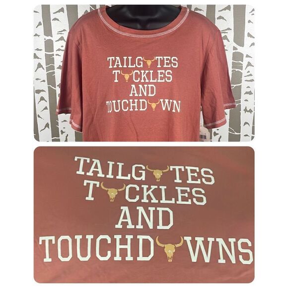 altar'd state Tailgates Tackles And Touchdowns Cropped Oversized T-Shirt S Rust - Picture 1 of 8